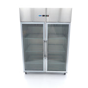 Réfrigérateur Maxima 2 portes en acier inoxydable avec porte en verre, 1200 L, 6 étagères réglables, modèle SP-001-09400011