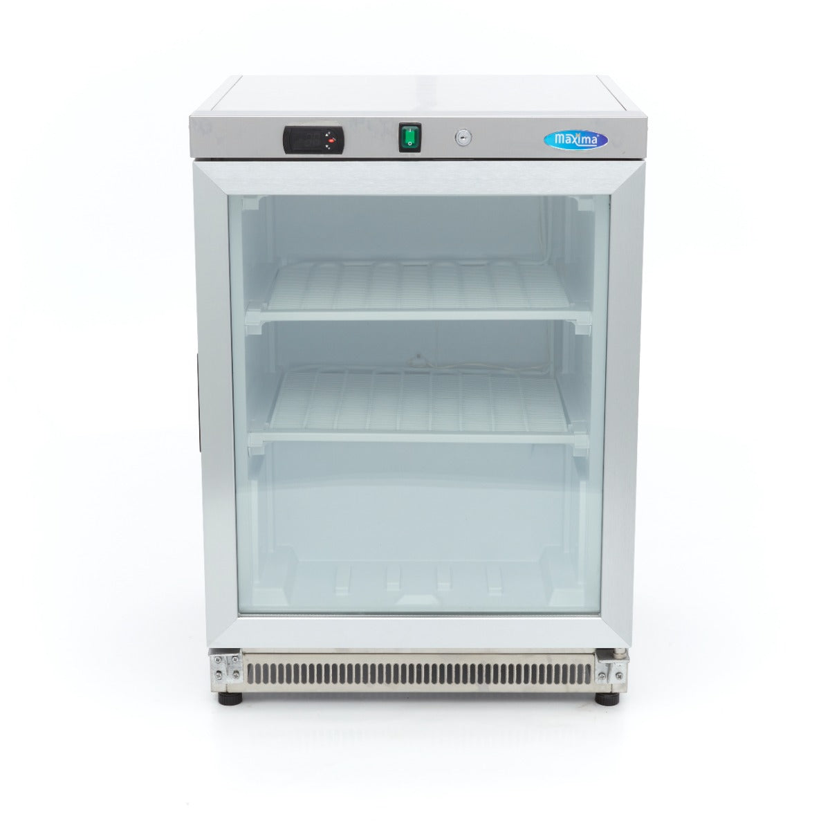 Congélateur - 200 L - acier inoxydable - avec porte en verre
