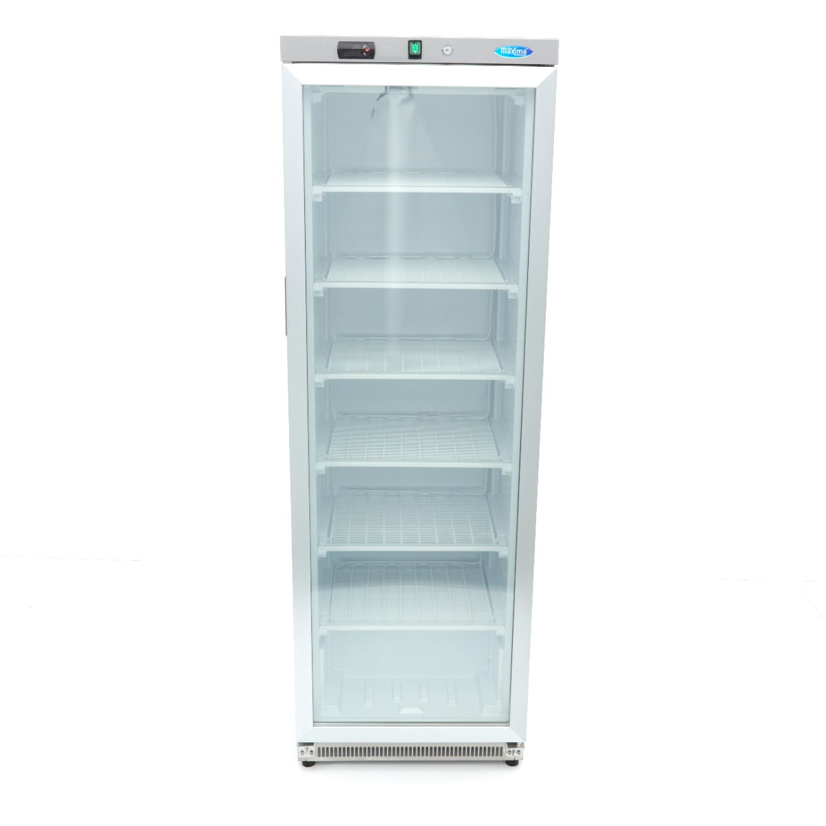 Congélateur - 400 L - acier inoxydable - avec porte en verre