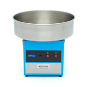 Machine à barbe à papa Maxima, modèle bleu, Ø 52cm, avec bol en acier inoxydable et éléments de sécurité visibles.