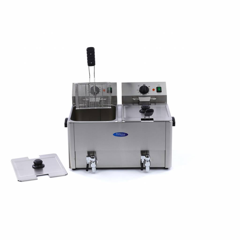 Friteuse - 2 x 8 L - 2 paniers - avec robinet de vidange
