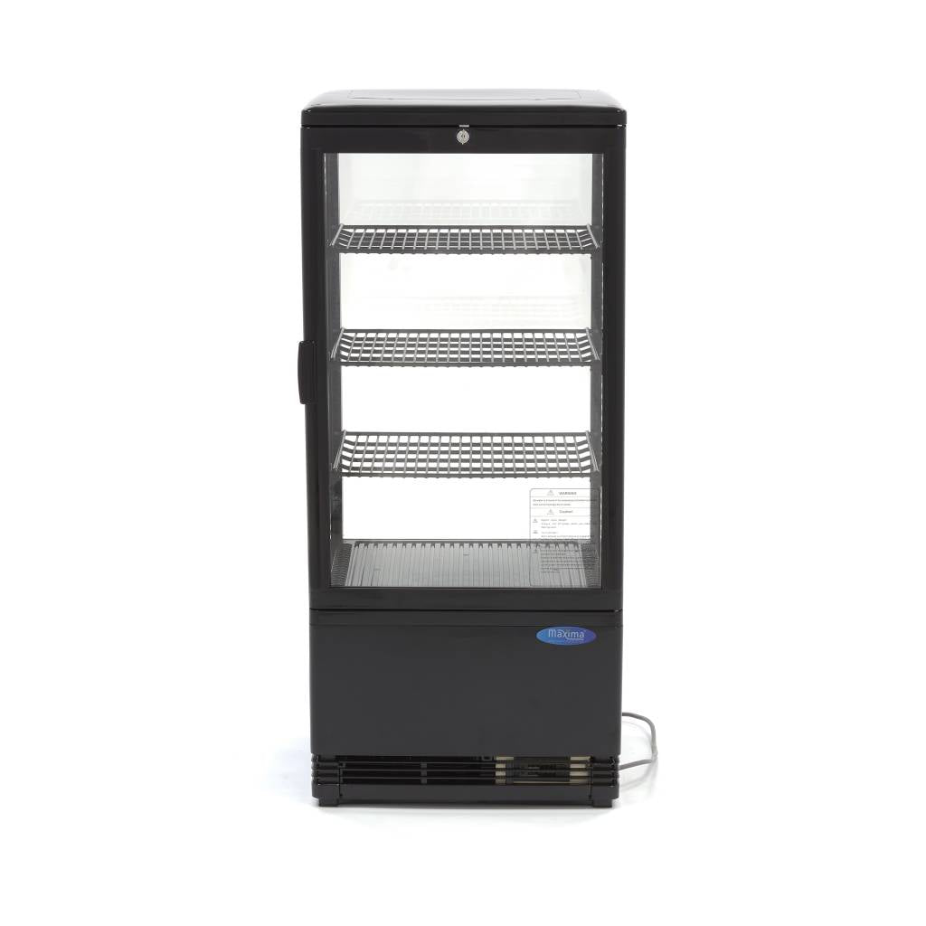Vitrine réfrigérée Maxima de 78 L, mini vitrine de présentation réfrigérée de 43 cm de large, pour produits frais ou boissons.