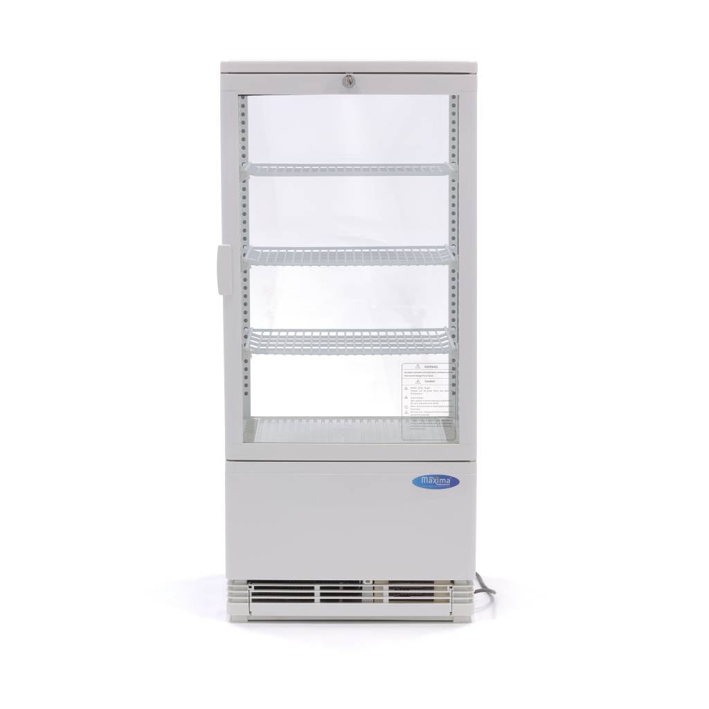 Vitrine réfrigérée Maxima de 78 L en blanc, mini display réfrigéré pour produits frais, 43 cm de large.