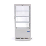 Vitrine réfrigérée Maxima de 78 L en blanc, mini display réfrigéré pour produits frais, 43 cm de large.