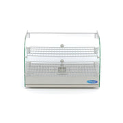 Vitrine chauffante Maxima de 45 L avec 2 étagères, dimensions 55 cm, pour présentation et maintien au chaud des aliments.