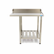 Table lave-vaisselle en inox Maxima, 120x75 cm, droite avec dosseret et étagère de rangement, pour cuisine moderne.