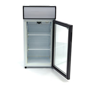 Arrière de bar Maxima pour boissons réfrigérées de 80 L, avec 2 étagères réglables en acier inoxydable.