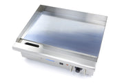 Plaque de gril en chrome lisse Maxima de 55 cm avec plateau d'égouttement pour plancha professionnelle et grils lisses.