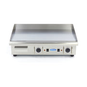 Plaque de gril Chrome lisse Maxima, 73 cm, avec plateau d'égouttement, pour plancha professionnelle 400V.