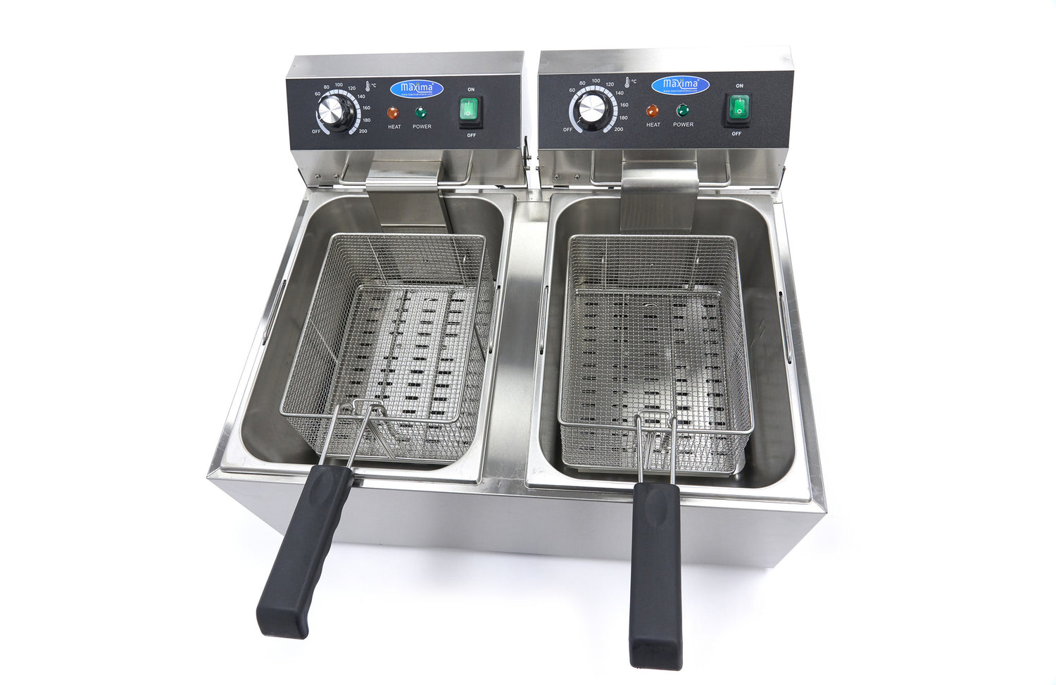 Friteuse - 2 x 11 L - 2 paniers - jusqu'à 2,8 kg de frites