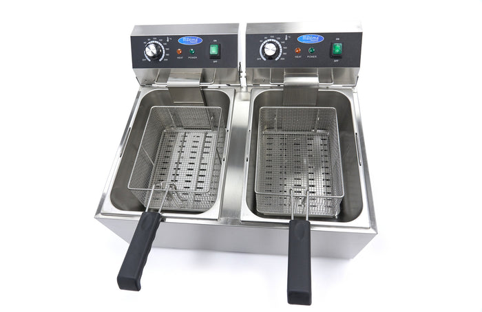 Friteuse - 2 x 11 L - 2 paniers - jusqu'à 2,8 kg de frites