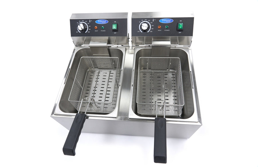 Friteuse - 2 x 11 L - 2 paniers - jusqu'à 2,8 kg de frites