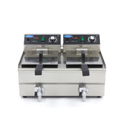Friteuse - 2 x 10 L - 2 paniers - avec robinet de vidange