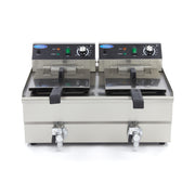 Friteuse - 2 x 13 L - 2 paniers - avec robinet de vidange