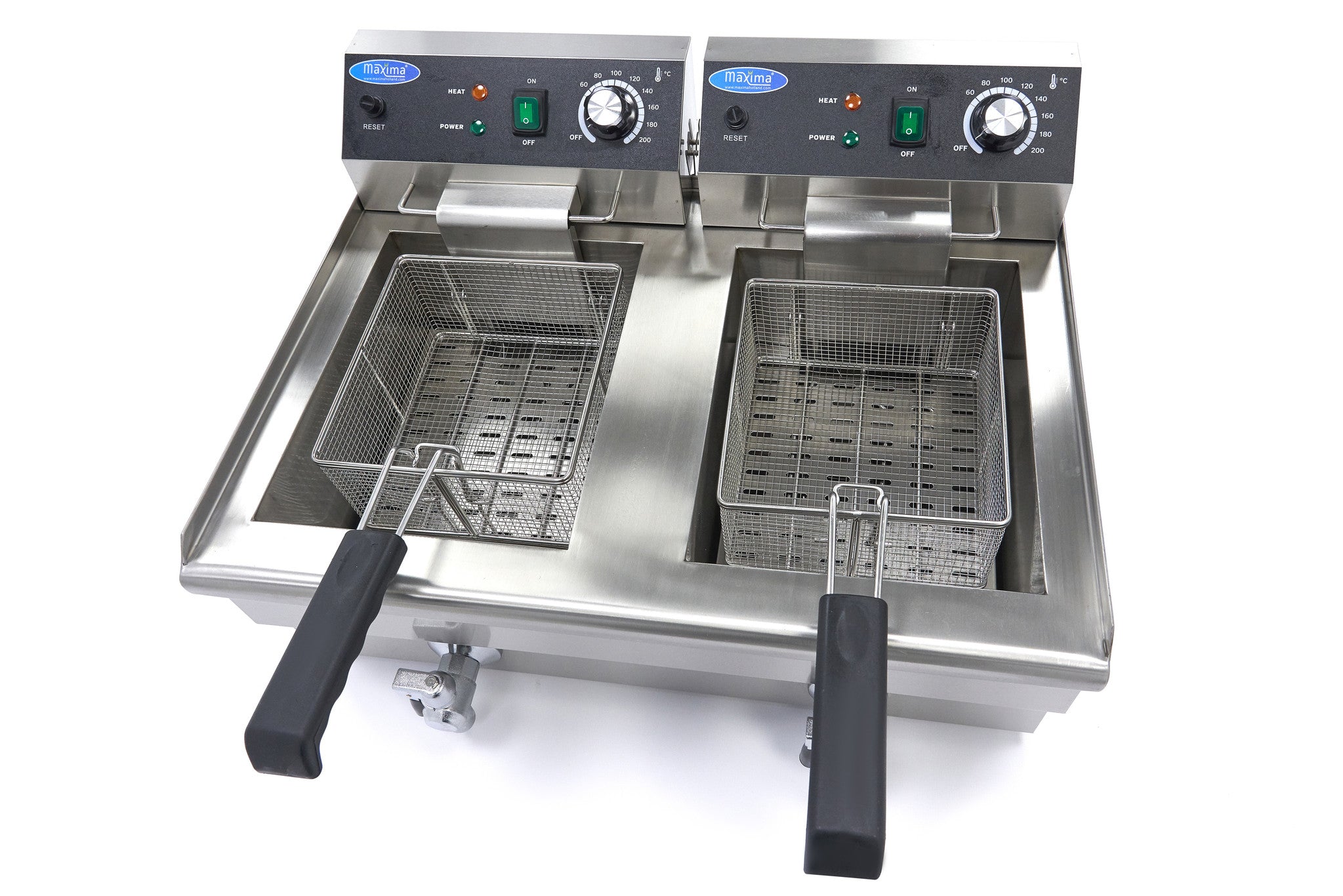 Friteuse - 2 x 13 L - 2 paniers - avec robinet de vidange
