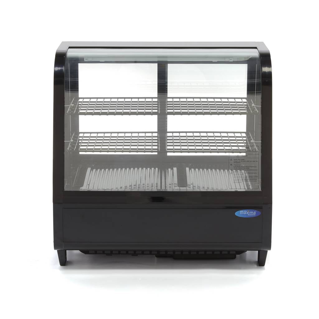 Vitrine à gâteaux réfrigérée Maxima, capacité 100L, 68 cm de large, porte coulissante arrière, vitrine pour pâtisserie.