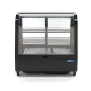 Vitrine à gâteaux réfrigérée Maxima, capacité 100L, 68 cm de large, porte coulissante arrière, vitrine pour pâtisserie.