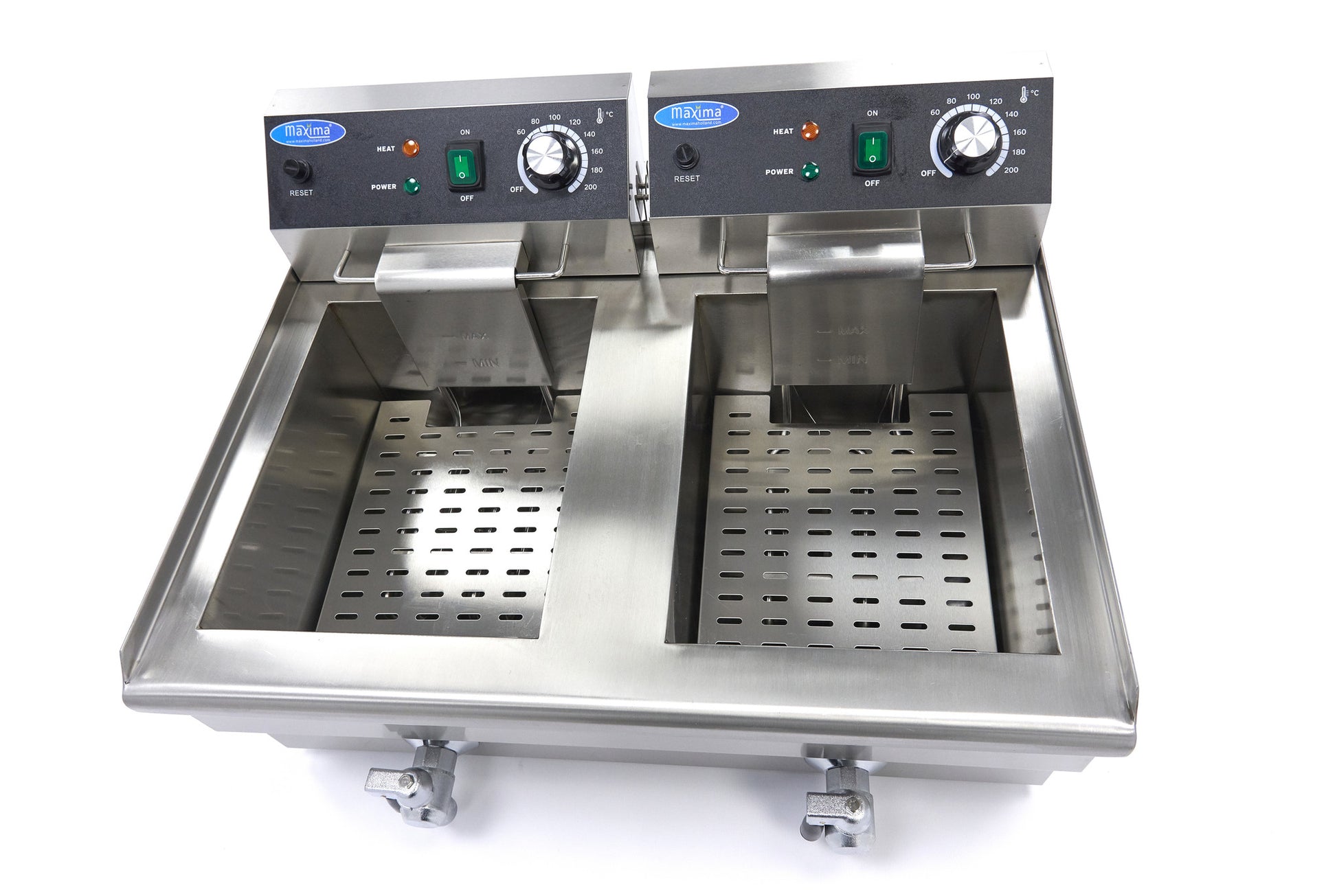 Friteuse - 2 x 13 L - 2 paniers - avec robinet de vidange