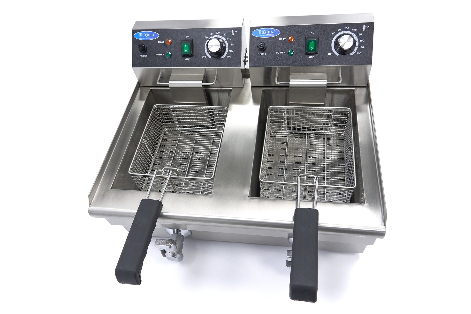 Friteuse - 2 x 10 L - 2 paniers - avec robinet de vidange