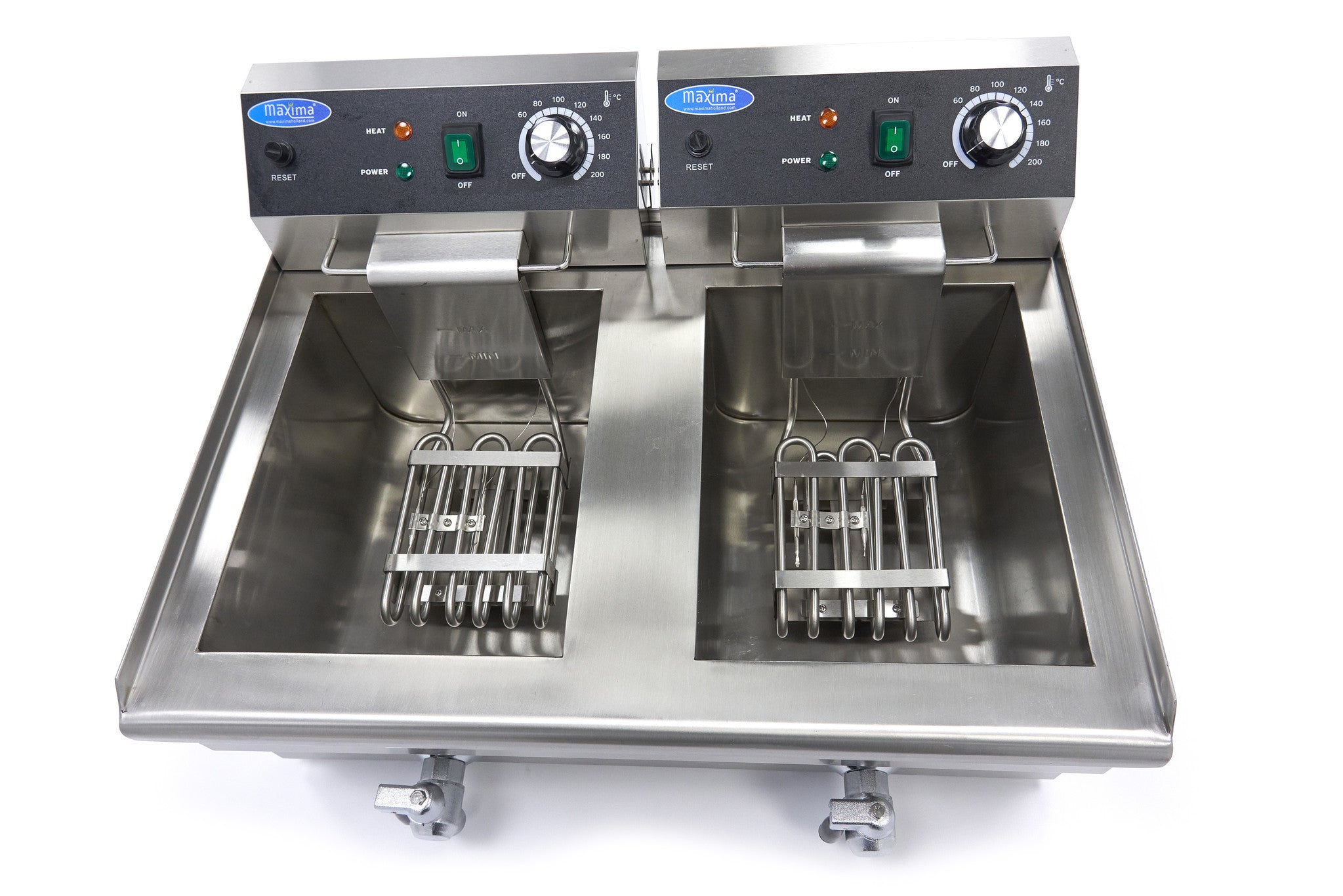 Friteuse - 2 x 13 L - 2 paniers - avec robinet de vidange