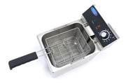Friteuse Maxima de 8 L avec un panier, capable de cuire jusqu'à 1,4 kg de frites, en inox avec thermostat réglable