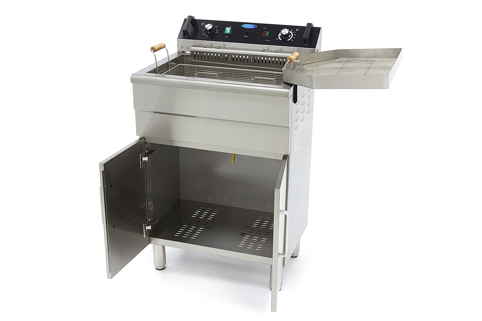 Friteuse - 30 L - 1 panier - avec robinet de vidange et support