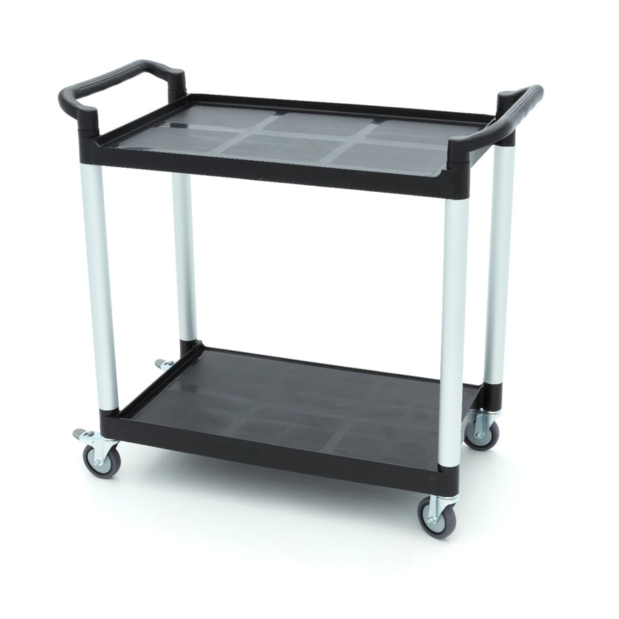 Chariot de service Maxima avec 2 étagères en plastique, dimensions 103 x 50,5 cm, surface solide et pratique.