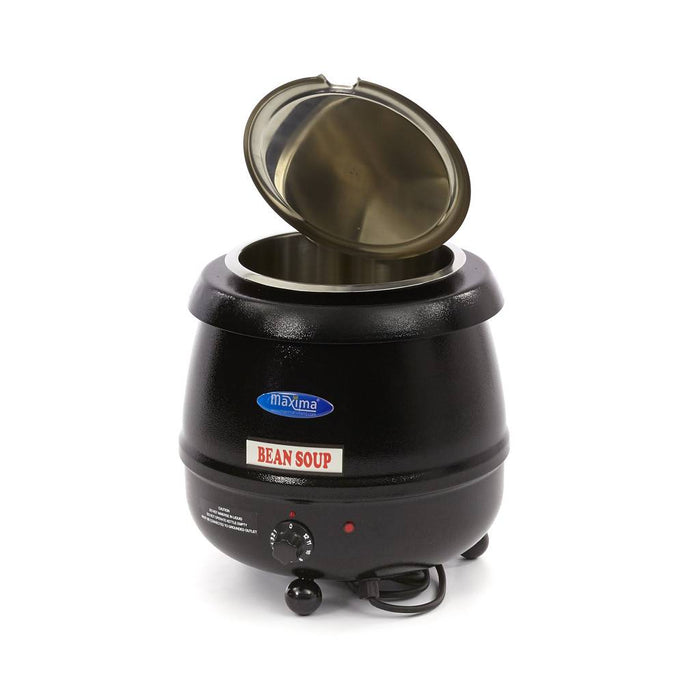 Bouilloire Maxima pour soupe de 10 L avec pot intérieur amovible et encoche pour louche, en acier inoxydable.