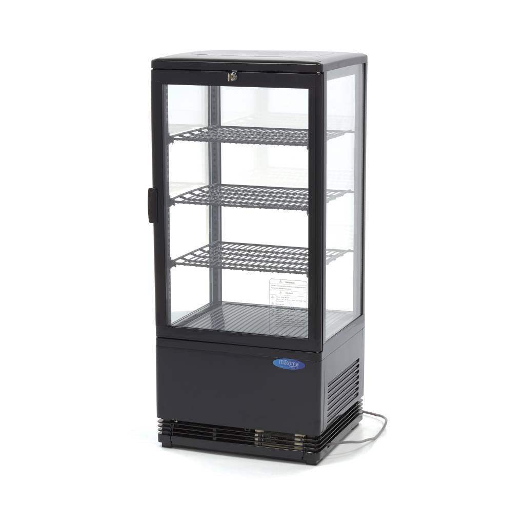 Vitrine réfrigérée Maxima de 78 L, mini display avec porte en verre, dimensions 43 cm, pour présentation de produits froids.