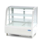Vitrine à gâteaux blanche MAXIMA de 100 L avec une largeur de 68 cm, vitrine en verre pour présentation de desserts.