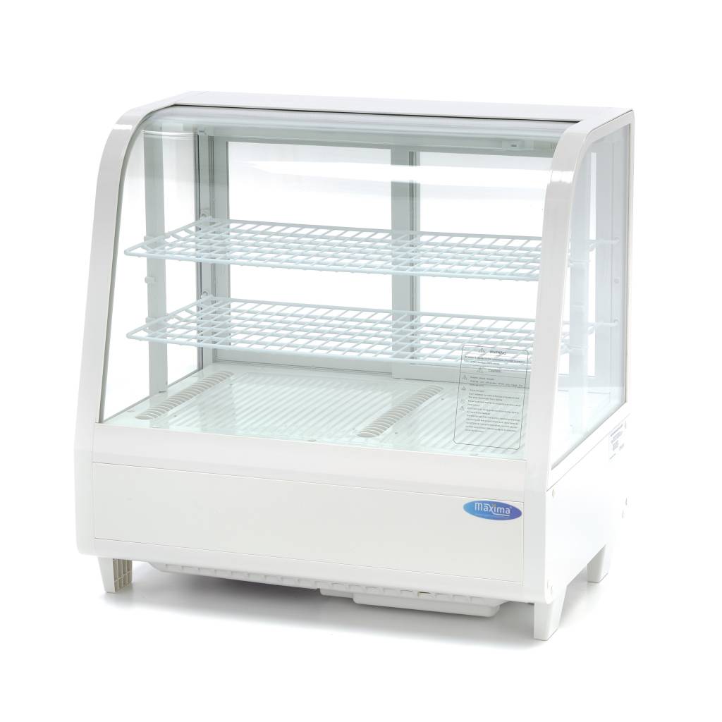 Vitrine à gâteaux blanche MAXIMA de 100 L avec une largeur de 68 cm, vitrine en verre pour présentation de desserts.