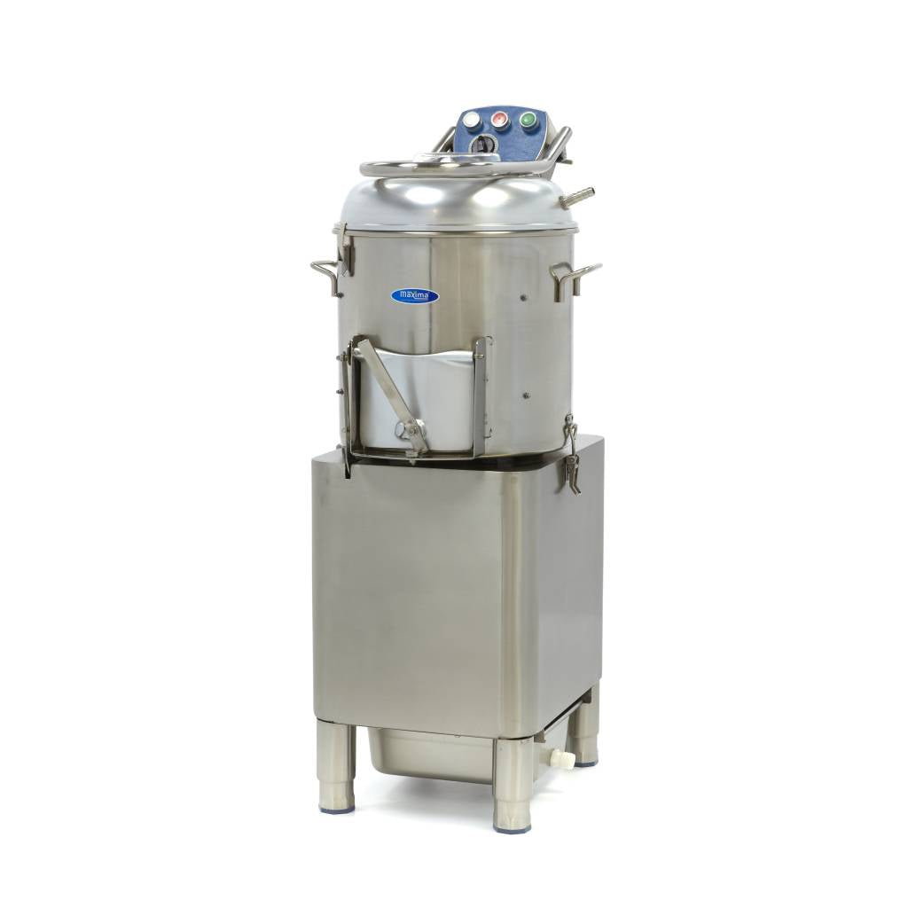 Machine à éplucher les pommes de terre Maxima, éplucheuse électrique pour 20 kg, avec minuterie, adaptée pour grandes quantités.