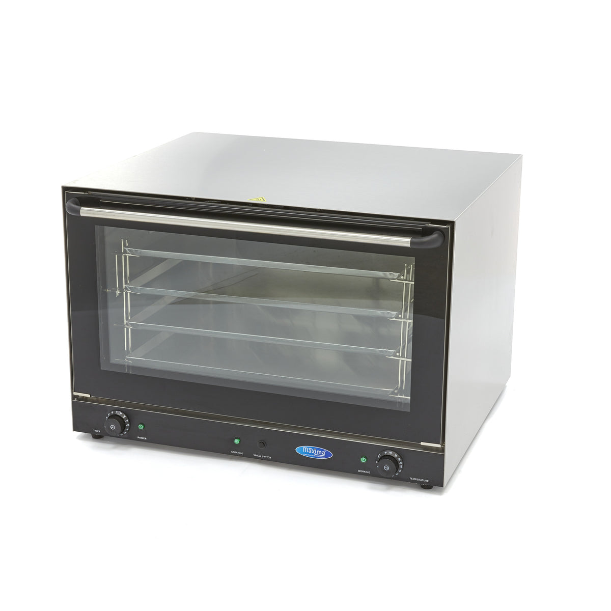 Four à convection vapeur Maxima pour boulangerie, avec 4 plateaux de 60x40 cm, alimentation 400V, en inox.