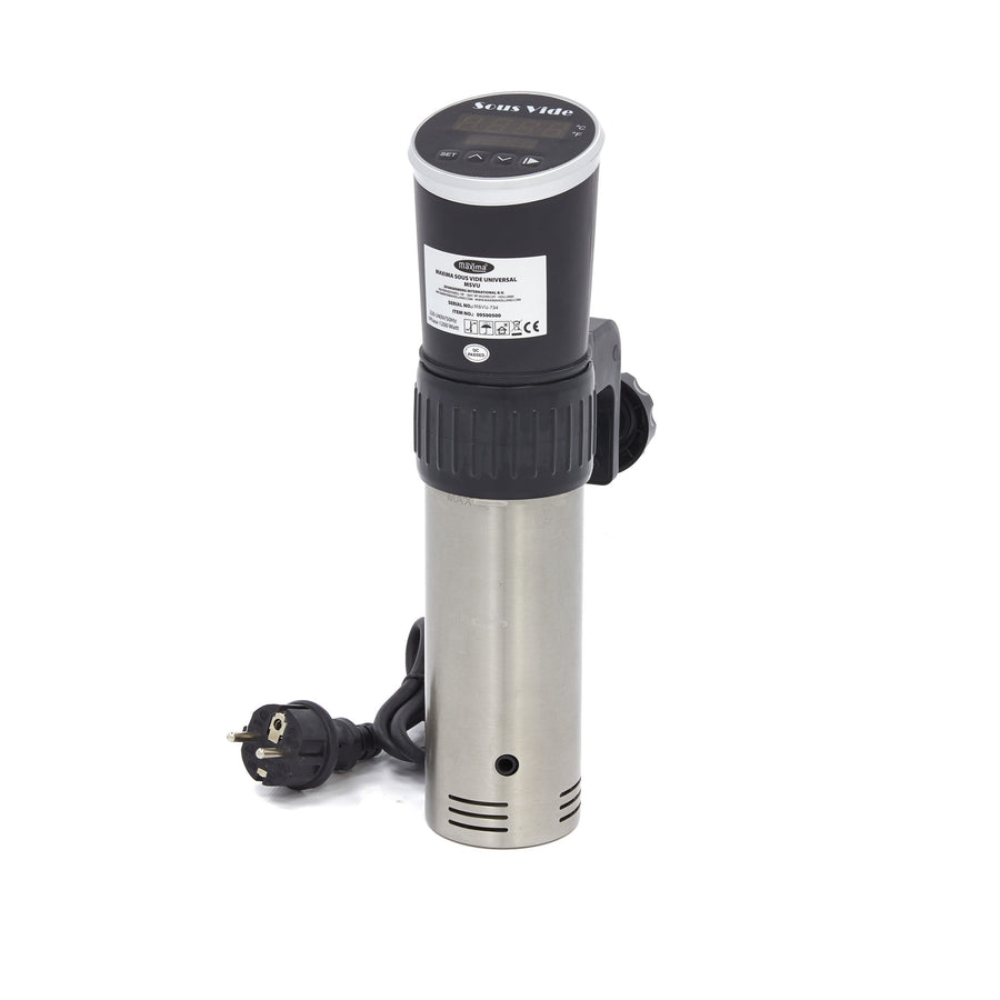 Cuiseur sous vide Maxima avec bâton de 20 L, pompe de 8 L/min, montrant l’appareil et ses composants.