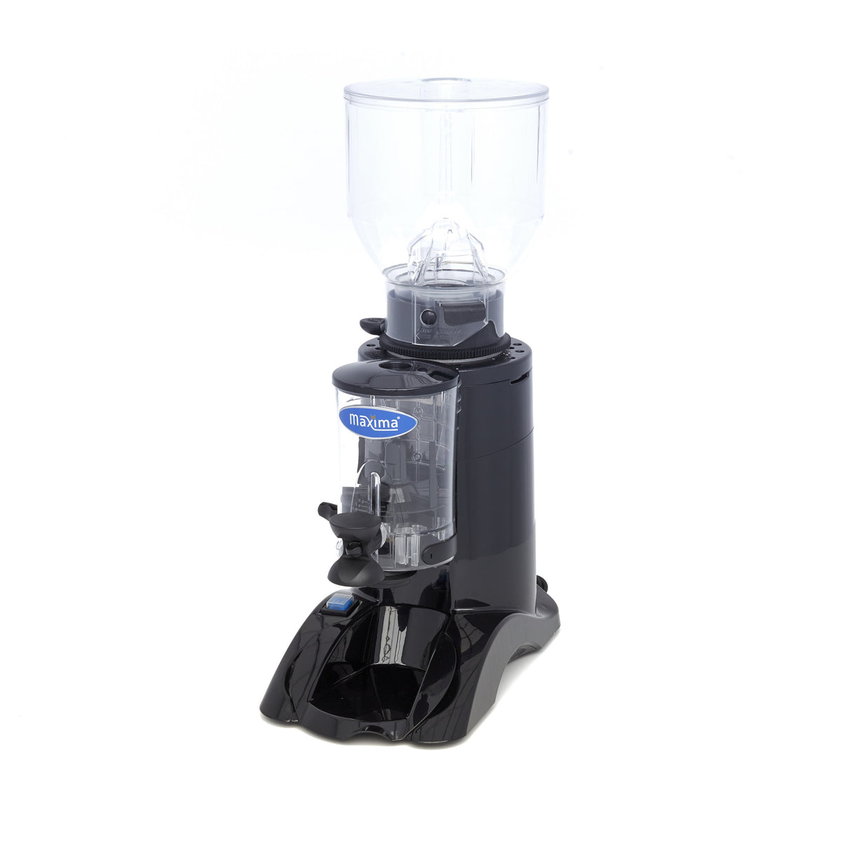 Moulin à café Maxima avec doseur, grains de café de 2 kg dans un design moderne, prêt pour moudre du café frais.