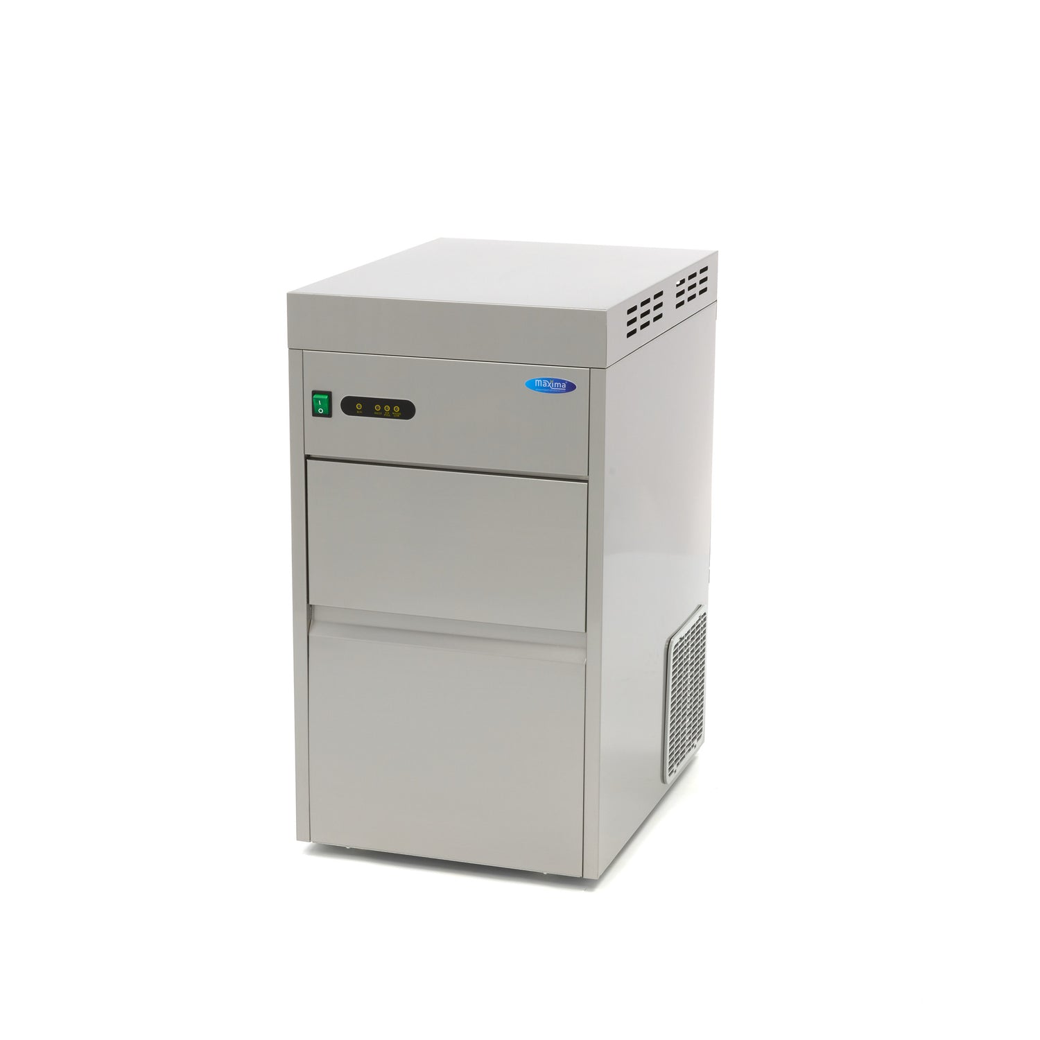 Machine à glaçons Maxima avec refroidissement par air, produisant 50 kg de glaçons broyés ou floconnés par jour.