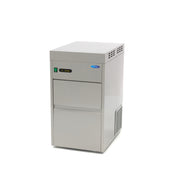 Machine à glaçons MAXIMA, 50 kg/jour, glaçons broyés et floconnés, refroidissement par air, vue de face avec compartiment à glaçons