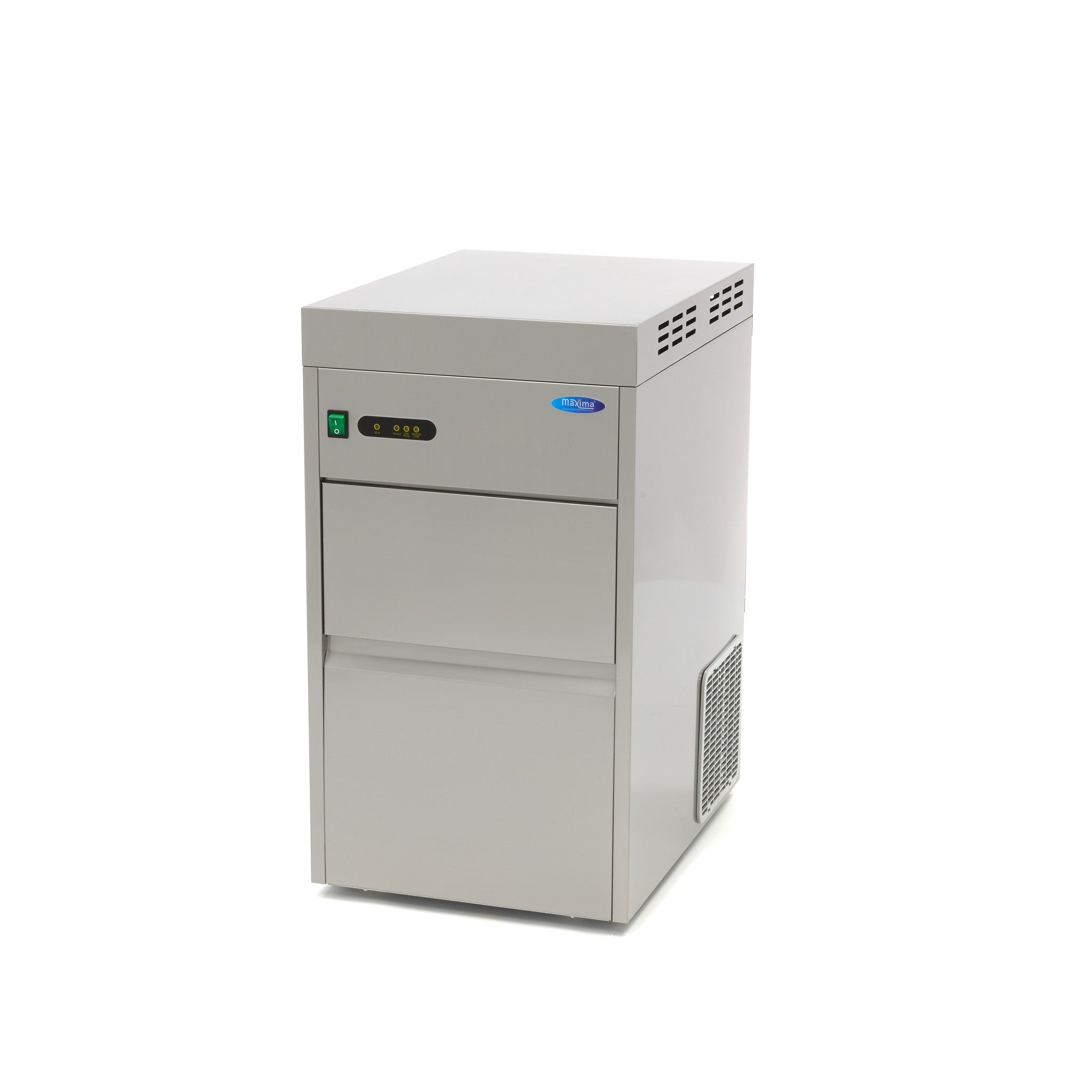 Machine à glaçons Maxima avec refroidissement par air, produisant 50 kg de glaçons broyés ou floconnés par jour.