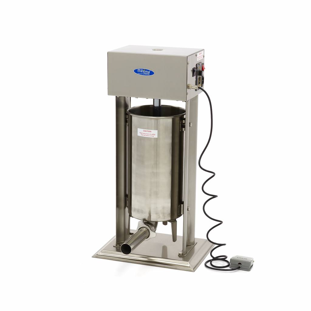 Pouissor à saucisses automatique MAXIMA, capacité 15 L, vertical avec 4 tubes de remplissage pour préparer des saucisses.