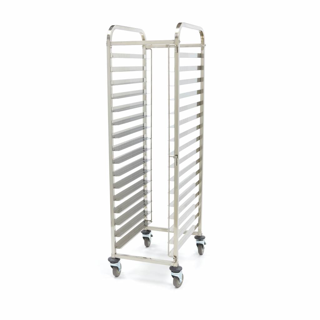 Chariot à plateaux MAXIMA pour boulangerie, capacité de 16 plateaux 60x40 cm, structure en métal robuste, sans plateaux inclus