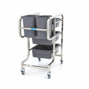 Chariot de nettoyage MAXIMA avec 5 bacs amovibles pour rangement et organisation.