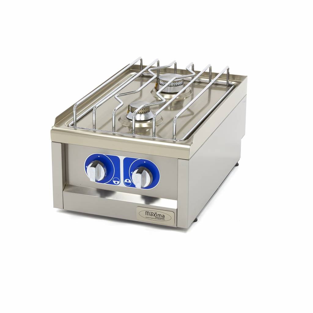 Cuiseur de cuisine commerciale Maxima, ligne de cuisson 600, 2 brûleurs gaz, unité simple, profondeur 60 cm, appareil professionnel