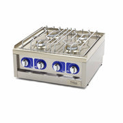 Commercial quality cooker - 4 burners - double unit - 60 cm deep - gas