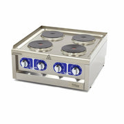 Commercial quality cooker - 4 burners - double unit - 60 cm deep - 400V