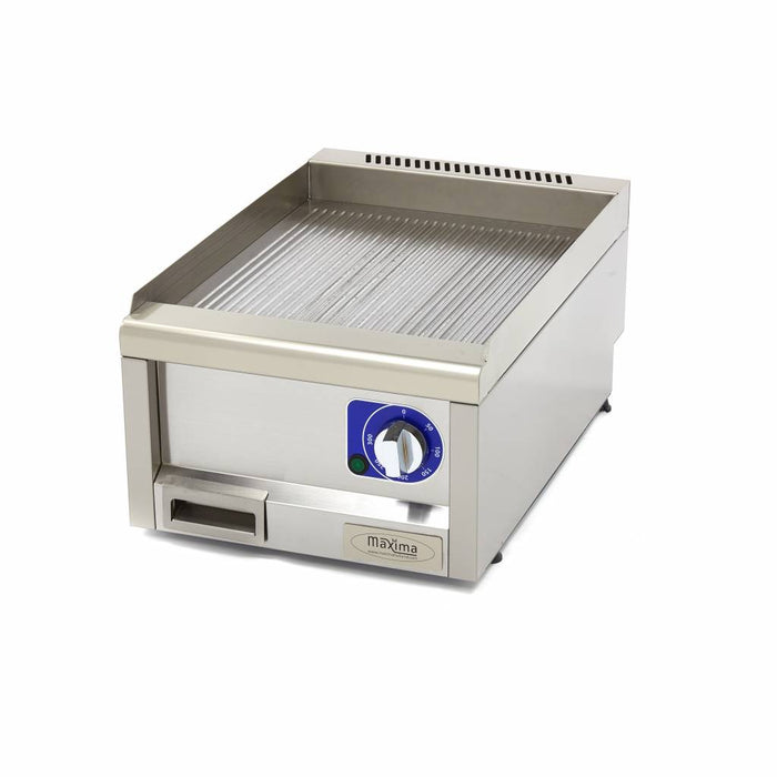 Gril électrique commercial Maxima, ligne de cuisson 600, rainuré, unité simple, profondeur 60 cm, surface de cuisson en acier inoxydable.