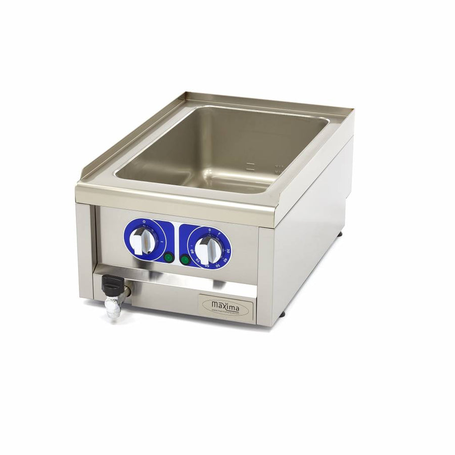 Bain Marie électrique Maxima, unité simple de 60 cm avec robinet de vidange, ligne de cuisson 600, pour maintien chaud.