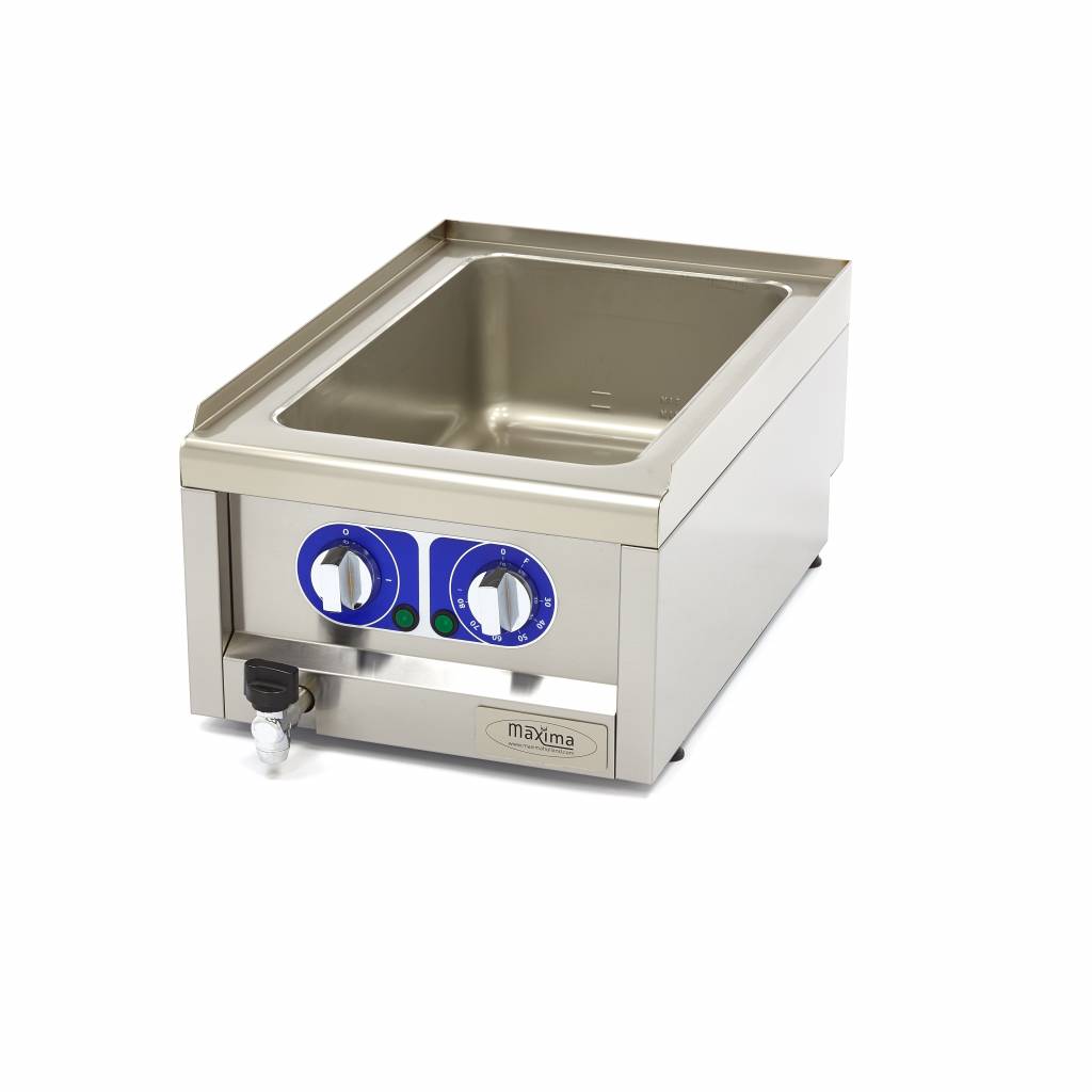 Bain Marie électrique Maxima, unité simple de 60 cm avec robinet de vidange, ligne de cuisson 600, pour maintien chaud.