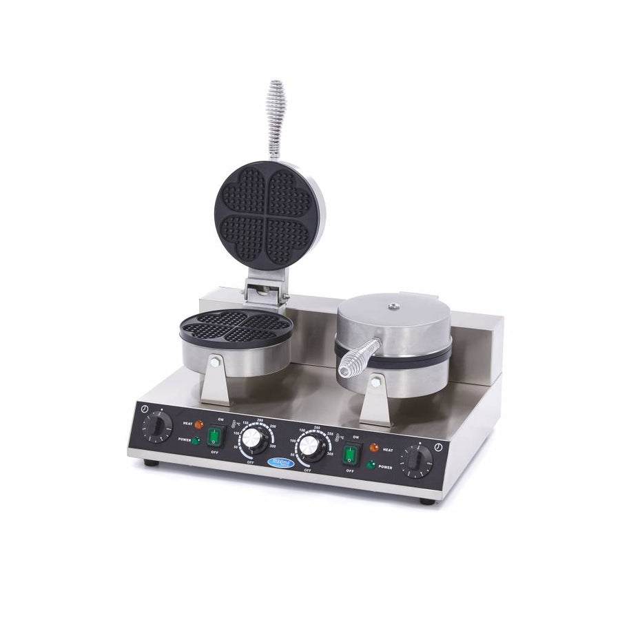 Gaufrier professionnel Maxima pour 8 gaufres en forme de cœurs, double face, appareil de cuisson pour gaufres neuves