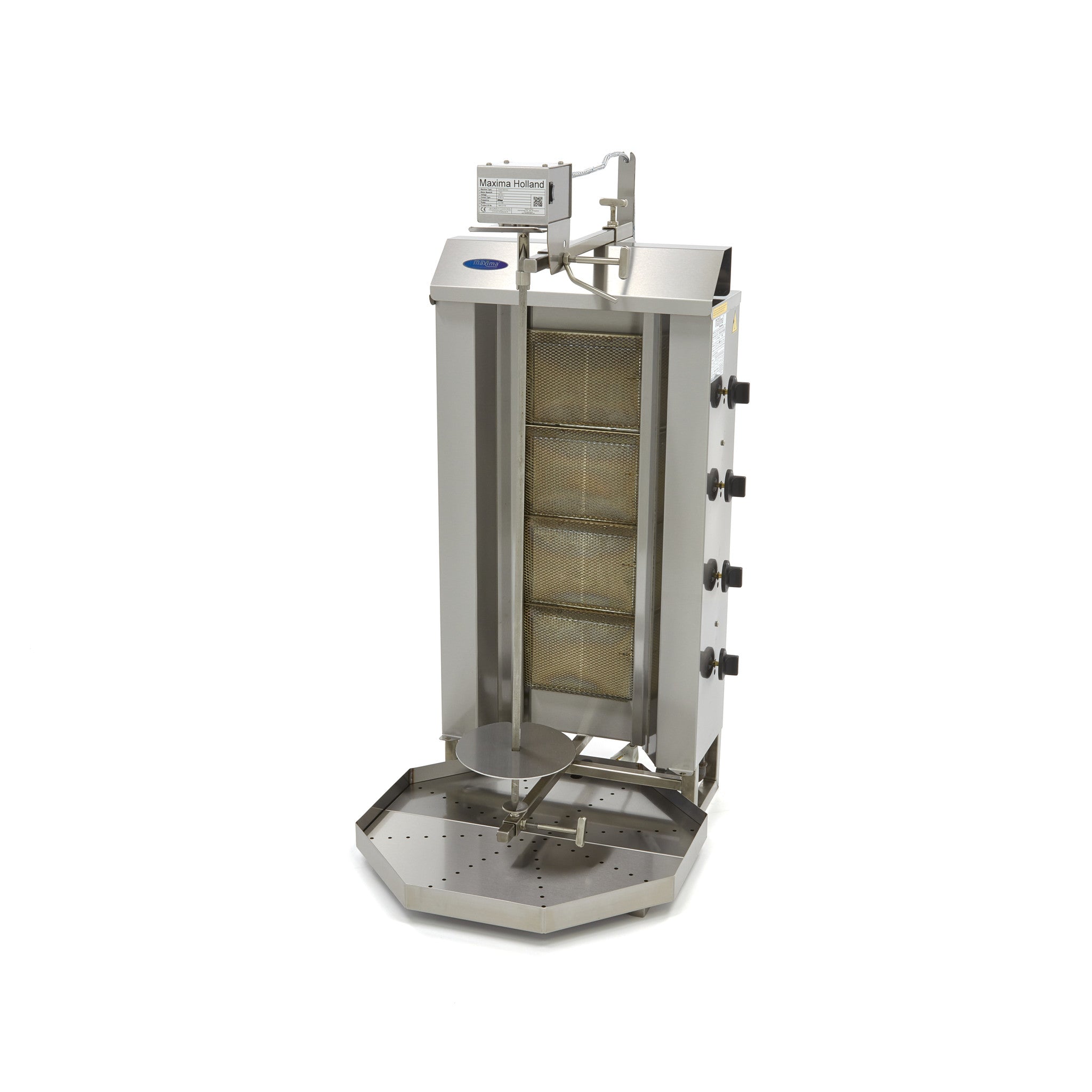 Kebab grill - 4 burners - 50 kg meat - gas