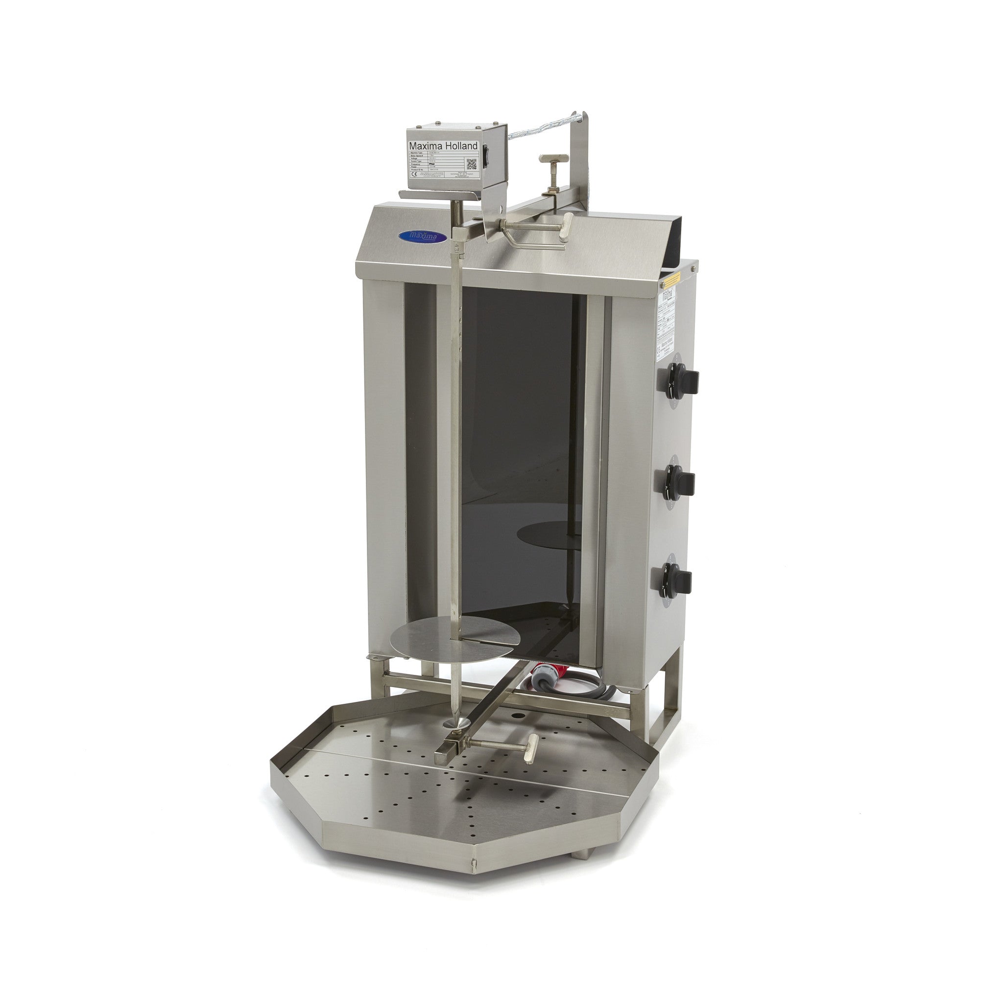 Kebab grill - 3 burners - 30 kg meat capacity - electric